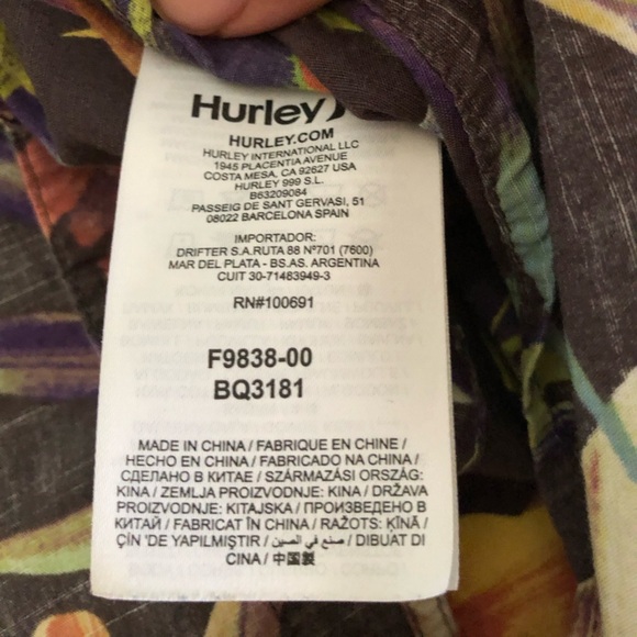 Hurley Men's Tropical Print Shirt XL - Picture 6 of 8